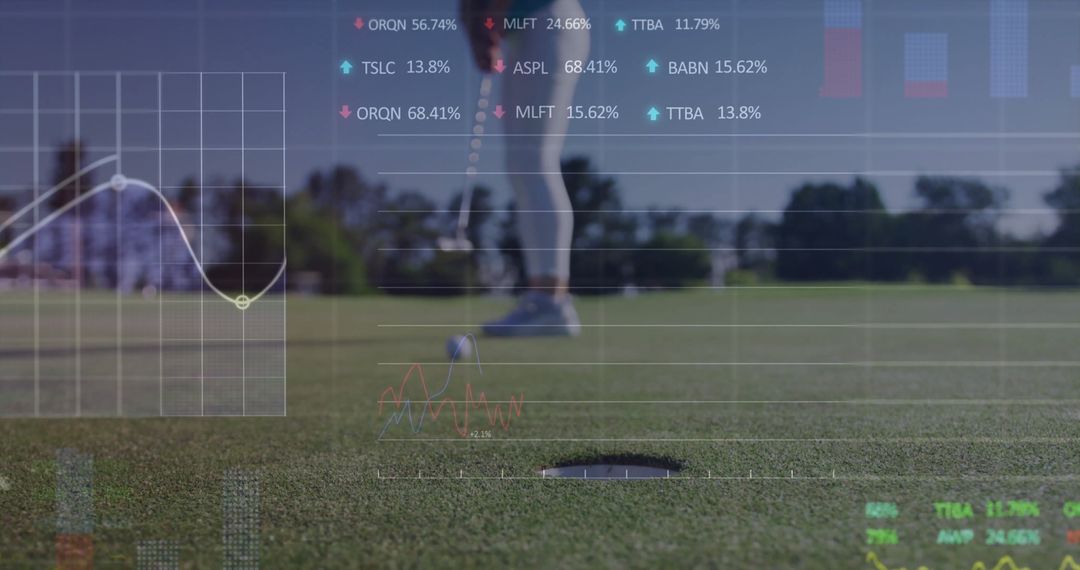 Golf Putting with Overlay of Financial Charts and Data