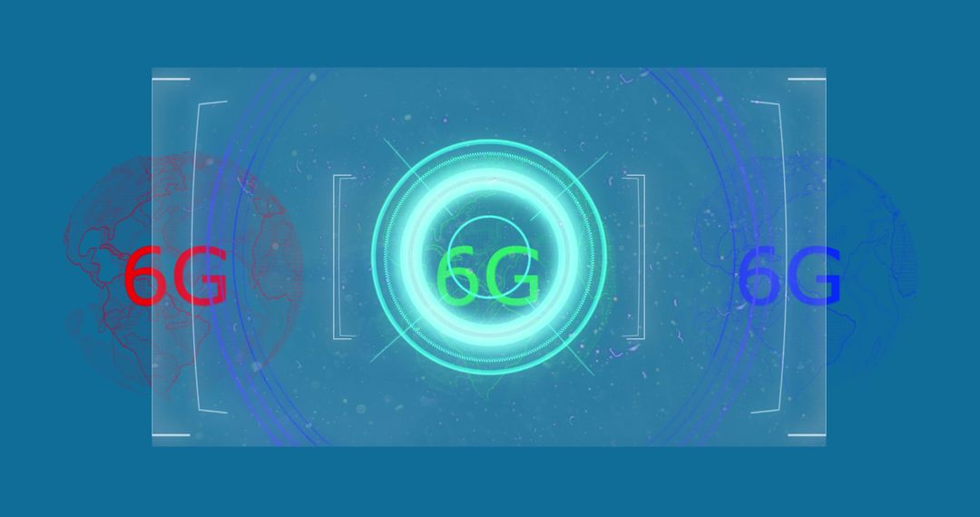 Futuristic 6G Technology Icon with Digital Interface Elements