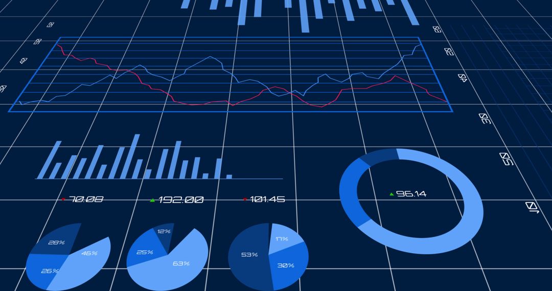 Futuristic Data Analytics Display with Graphs and Charts - Free Images, Stock Photos and Pictures on Pikwizard.com