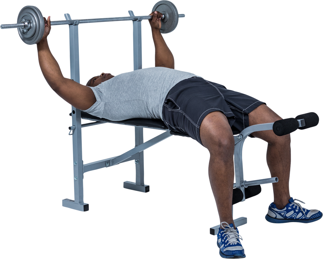 Transparent Background of Man Lifting Barbell on Bench Press - Download Free Stock Images Pikwizard.com