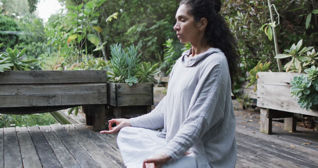 Woman Practicing Yoga Meditation in Serene Garden - Free Images, Stock Photos and Pictures on Pikwizard.com