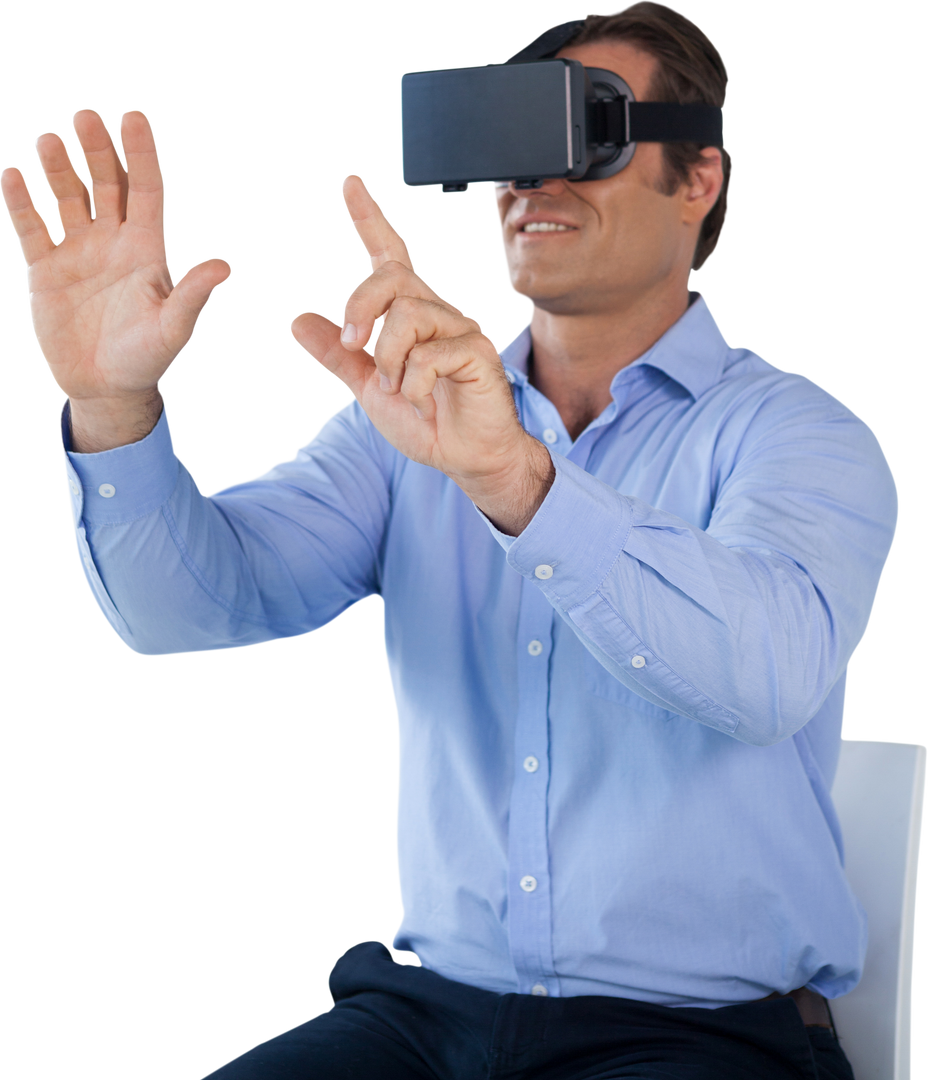 Businessman Engaging with Futuristic Virtual Reality Interface - Download Free Stock Images Pikwizard.com