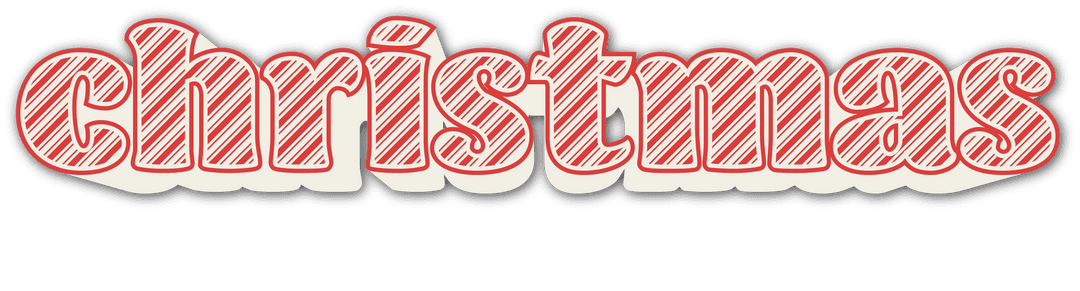 Christmas Red Striped Transparent Text Design