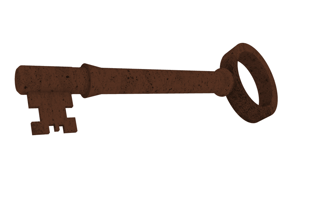 Vintage Brown Key Illustration on Transparent Background