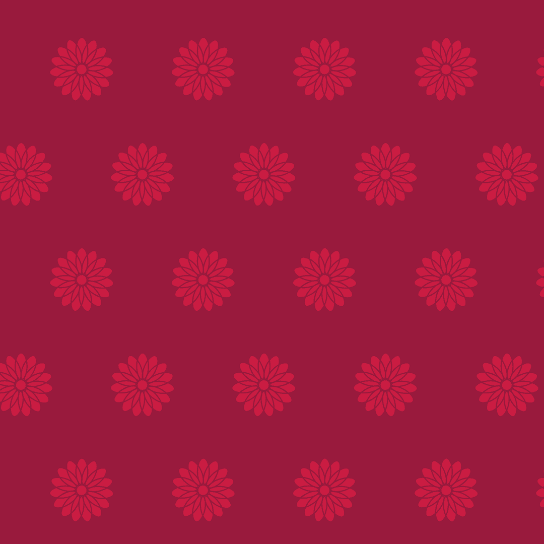 Seamless Red Floral Pattern on Purple Transparent Background