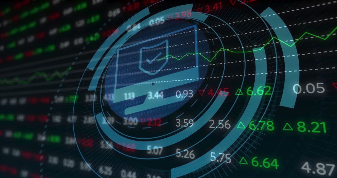 Futuristic Digital Interface Over Stock Market Data