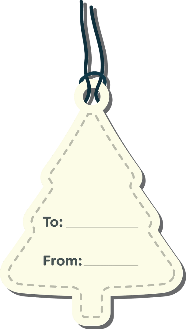 White Christmas Tree Gift Tag Blank Transparent Background