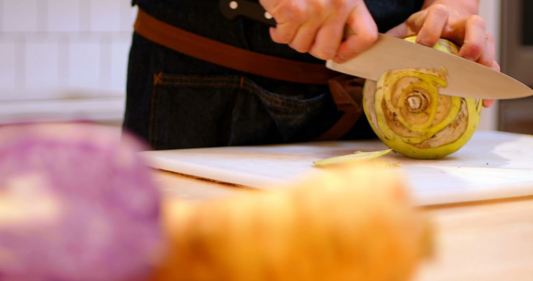 Chef Preparing Kohlrabi for Delicious Dish - Free Images, Stock Photos and Pictures on Pikwizard.com