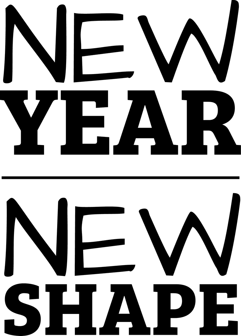 New Year New Shape Text on Transparent Background