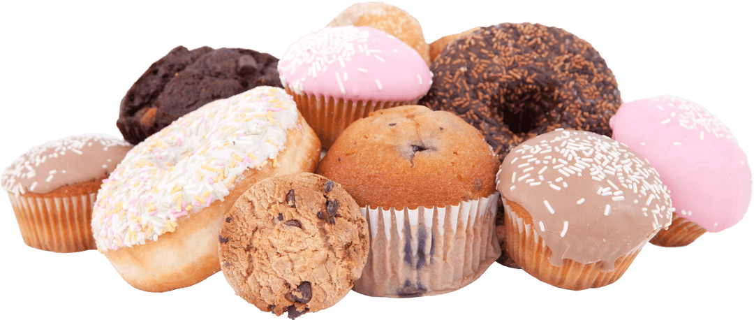 Assorted Baked Goods Border on Transparent Background