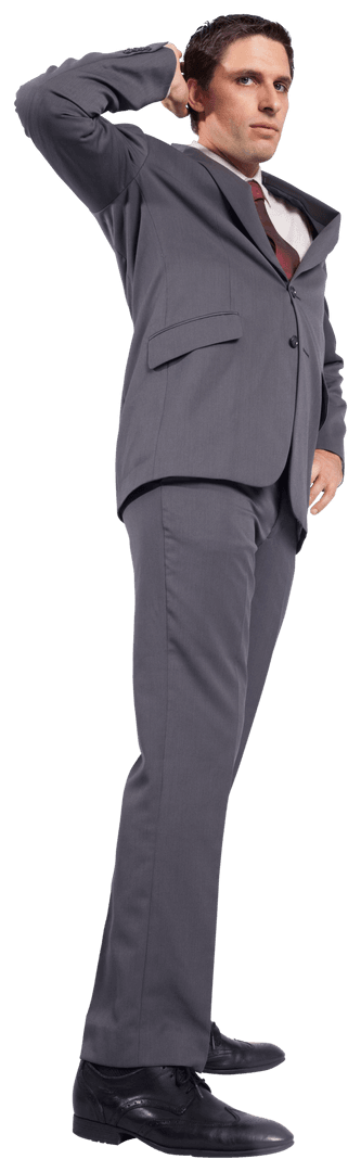 Traditional Businessman Posing on Transparent Background