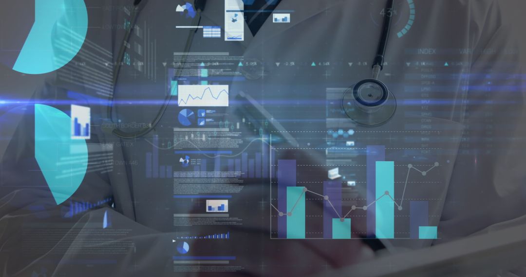 Doctor Analyzing Financial Healthcare Data with Technology
