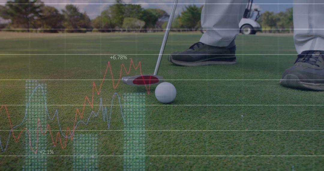 Professional Golfer Aligning Putter with Analytical Overlays