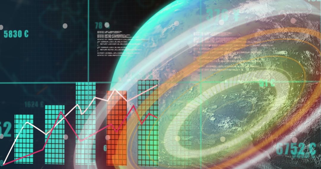 Futuristic Global Data Visualization With Globe and Graphs