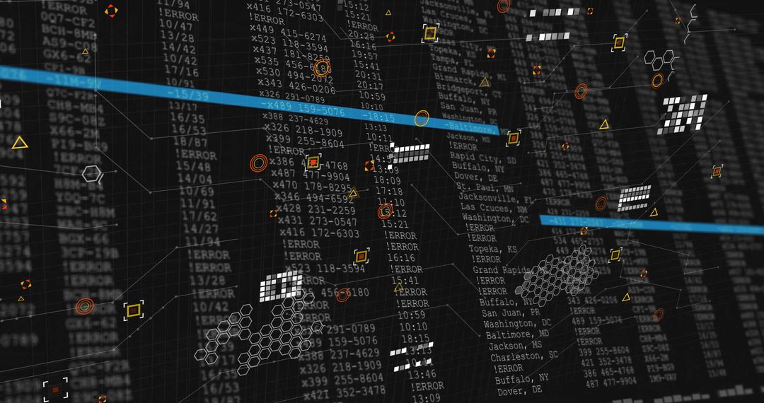 Futuristic Technology Dashboard with Data and Errors