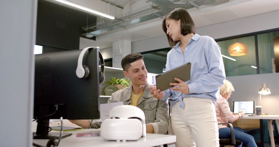 Team Collaboration in Modern Office with Technology