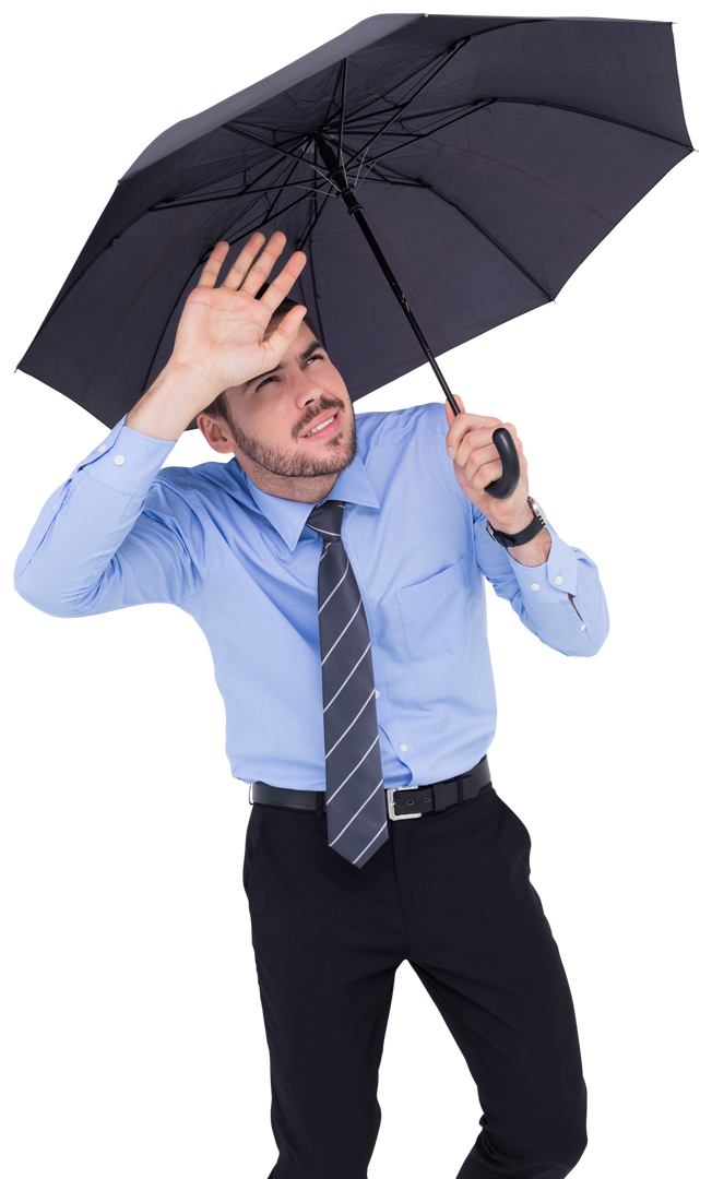 Blinded Businessman Holding Transparent Umbrella for Protection - Download Free Stock Images Pikwizard.com