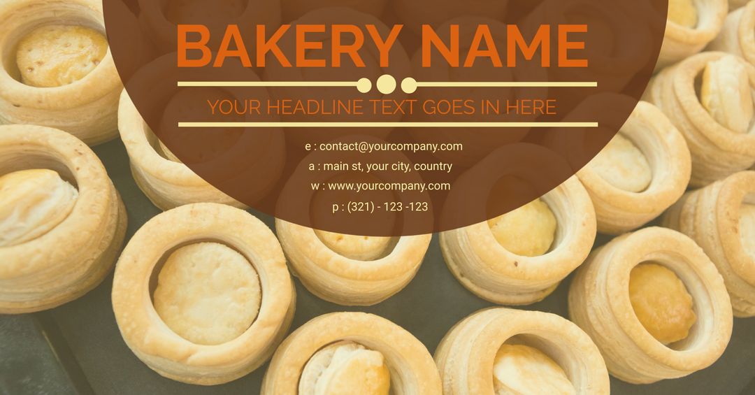 Pastry-Themed Template with Contact Information for Bakery Promotion