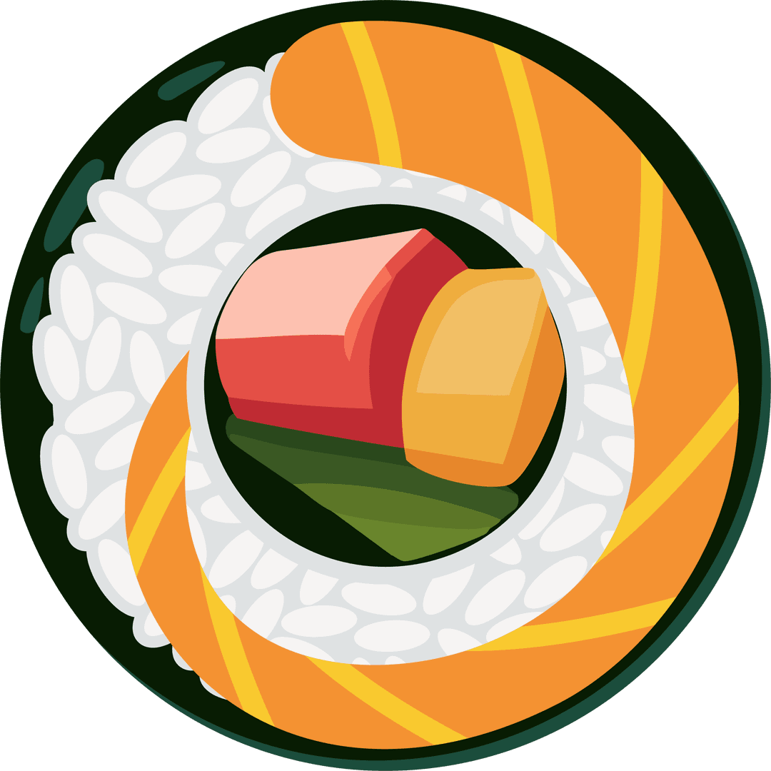 Colorful Sushi Maki Roll on Transparent Background