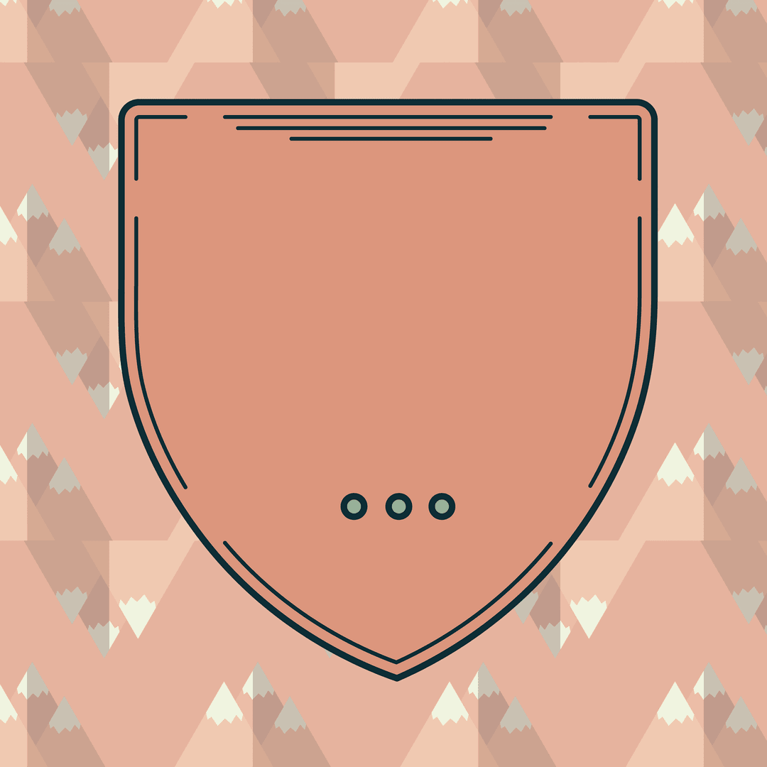 Transparent Shield with Mountains and Beige Badge for Hiking Concept