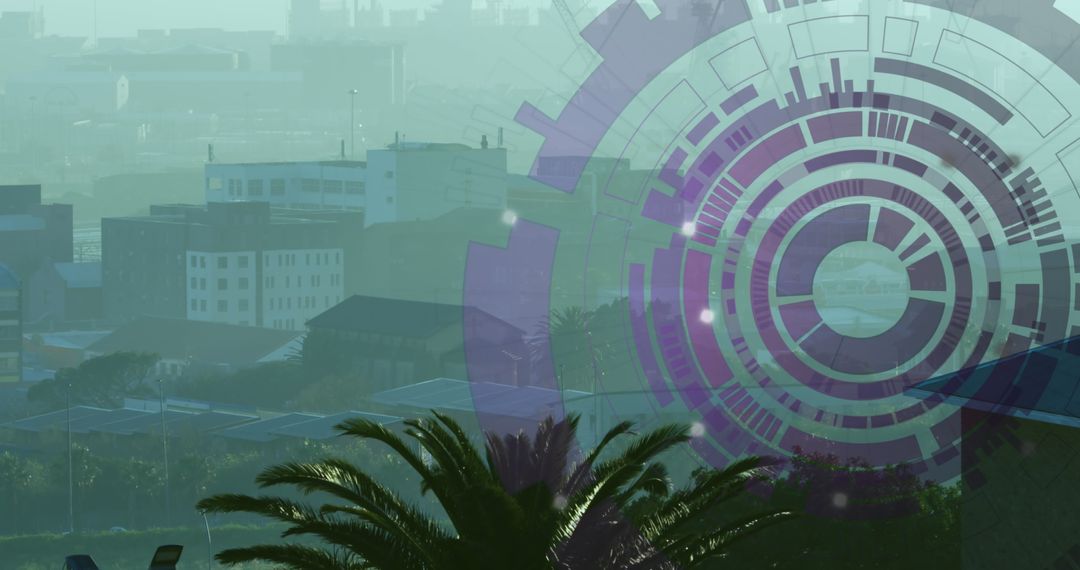 Technology Overlay on City with Abstract Data Circuits