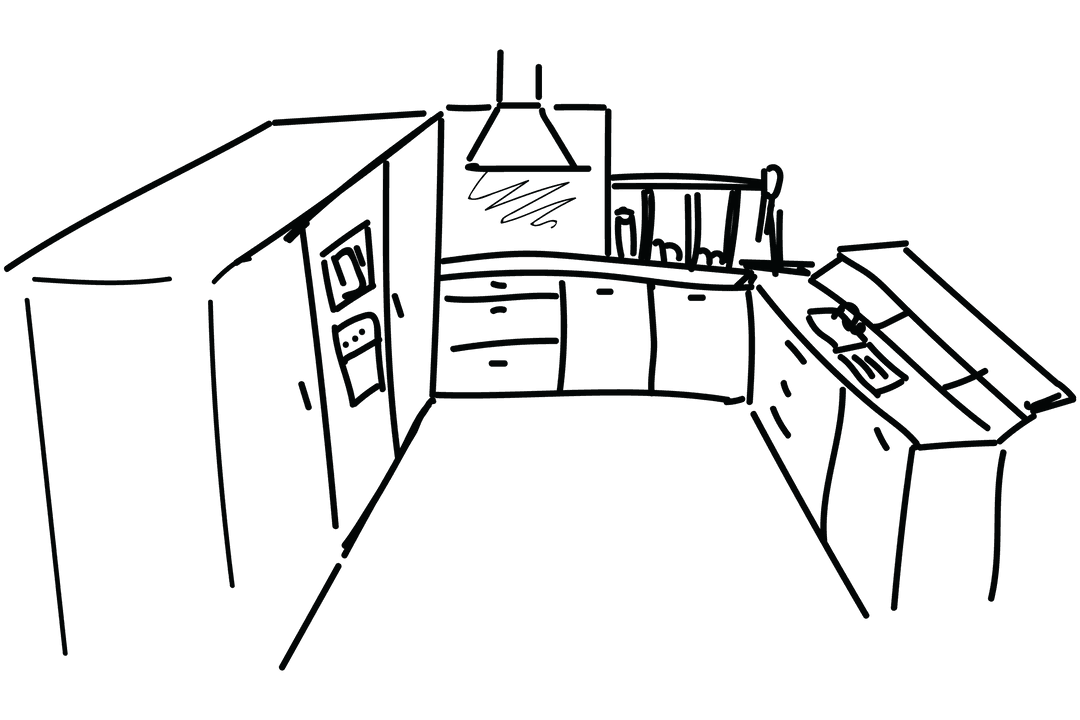 Hand Drawn Kitchen Concept on Transparent Background