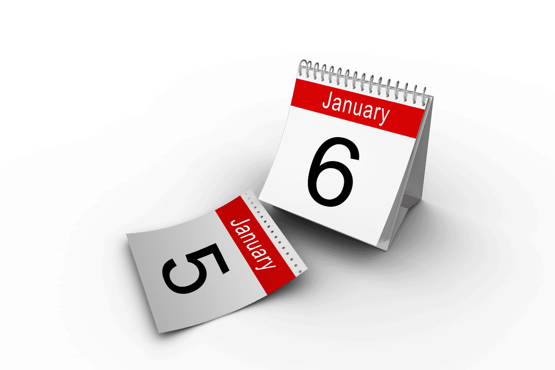 Transparent Calendar Showing January 6 with Detached Previous Date