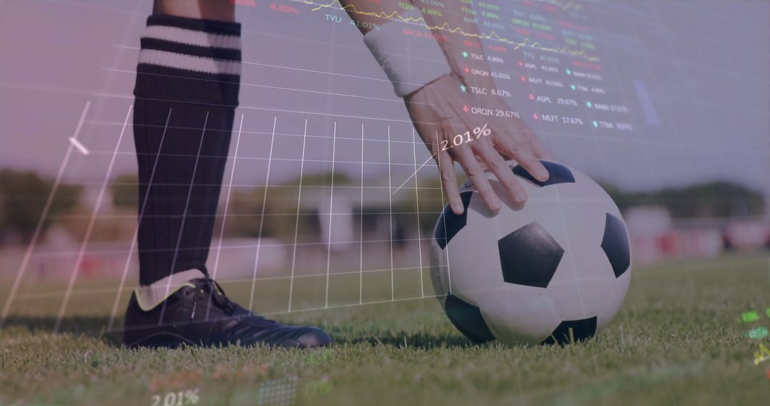 Soccer Player and Ball with Analytics Data Visualization