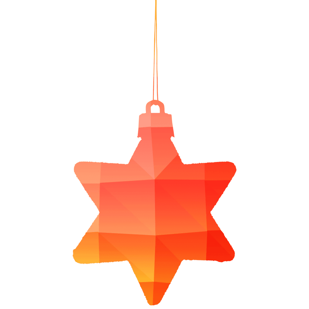 Geometric Red Star Christmas Ornament on Transparent Background