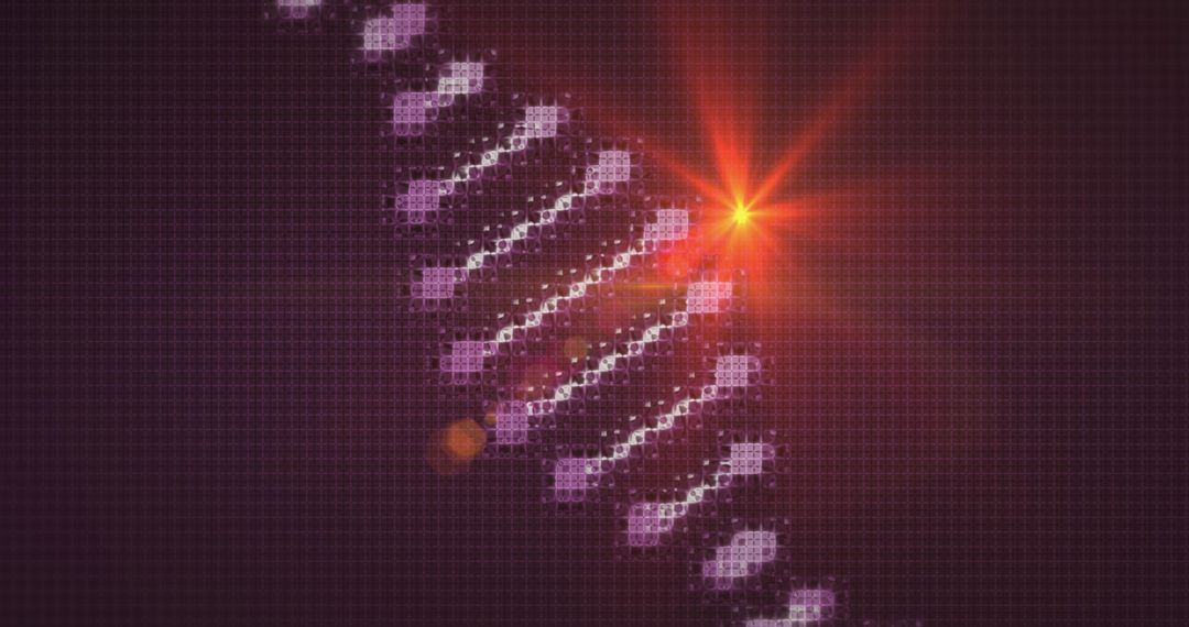 Futuristic Glowing DNA Strand in Digital Interface