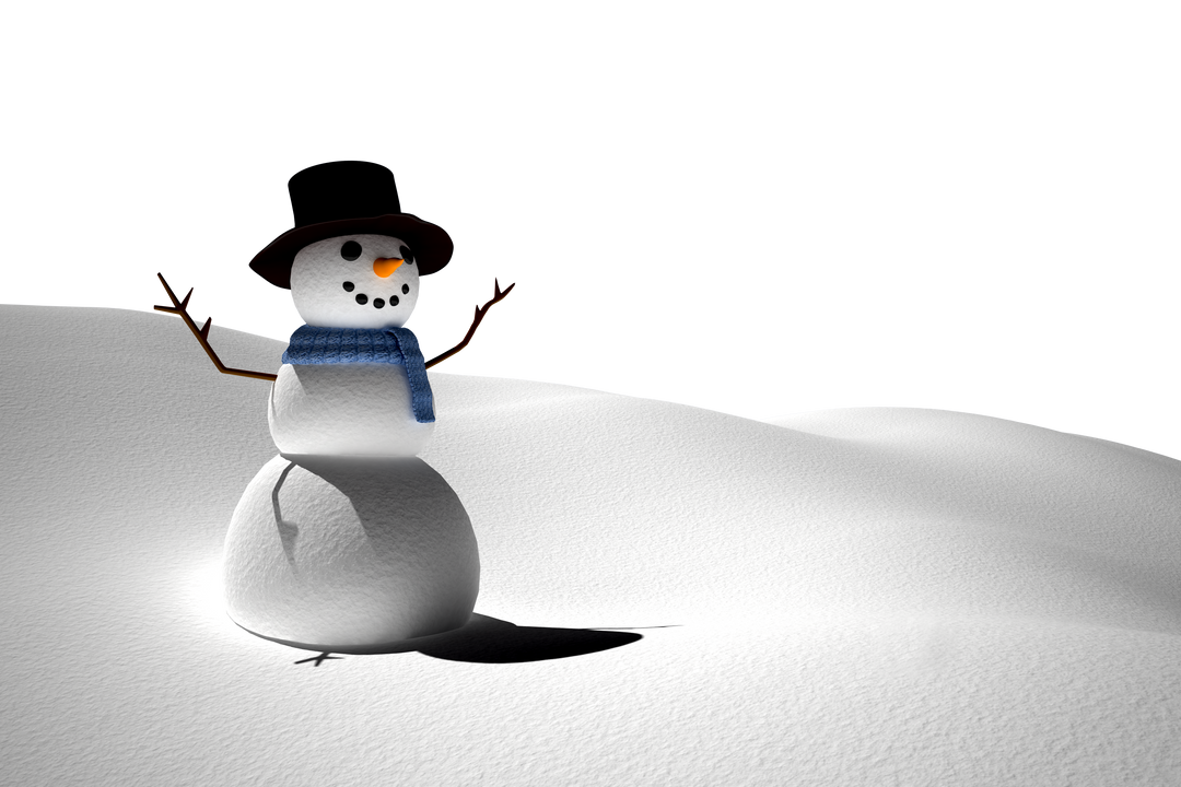 Joyful Christmas Snowman on Snow Field Transparent PNG - Download Free Stock Images Pikwizard.com