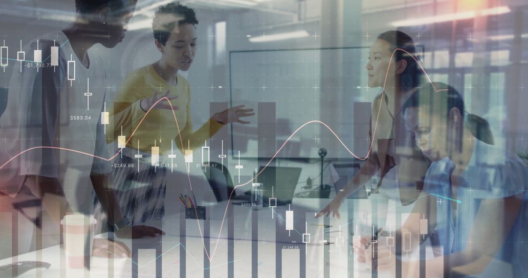 Diverse Team in Office Analyzing Financial Data