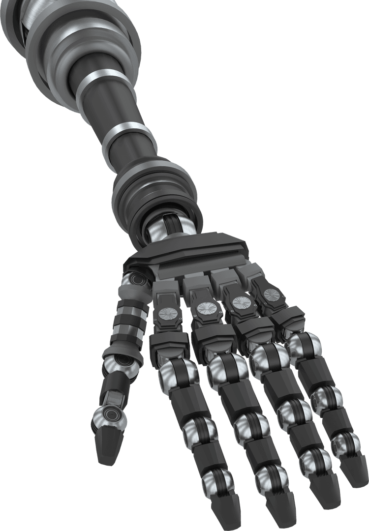 Close Up of Transparent Metallic Robotic Hand Design