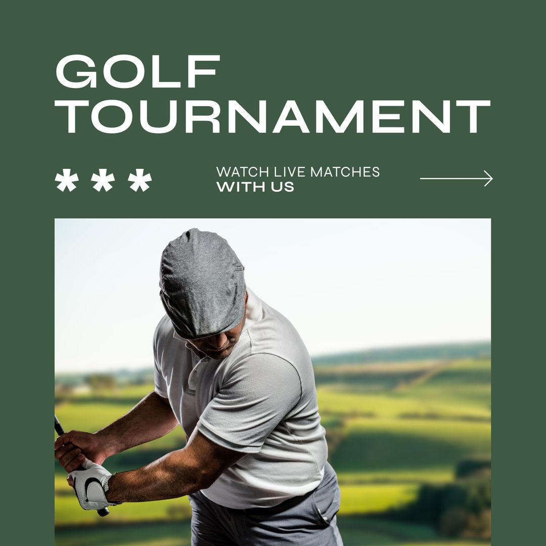 Promotional Golf Tournament Poster with Dynamic Athlete - Download Free Stock Templates Pikwizard.com