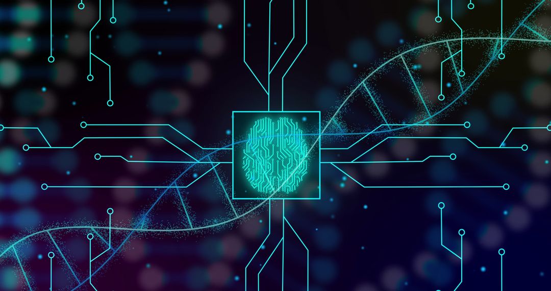 Abstract Neural Network AI Concept with DNA Helix