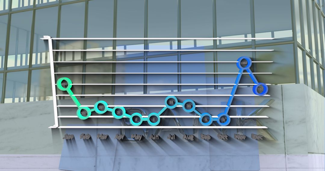 Abstract Line Graph on Modern Office Building Background
