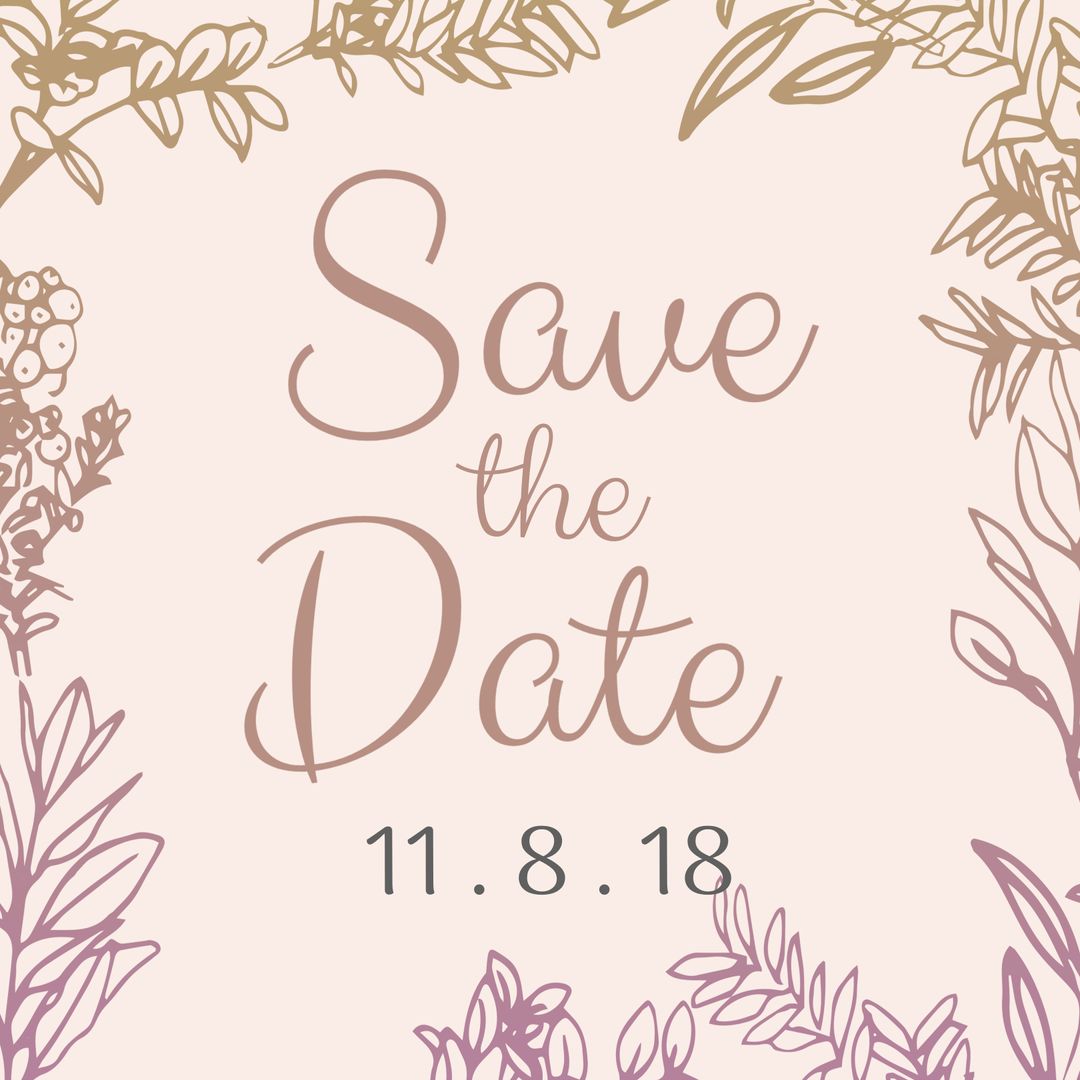 Elegant Floral Save the Date Announcement Template - Download Free Stock Templates Pikwizard.com