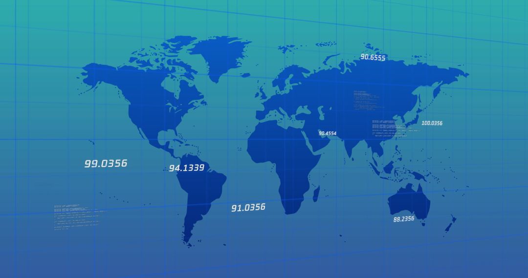 Holographic World Map with Digital Global Data Overlay