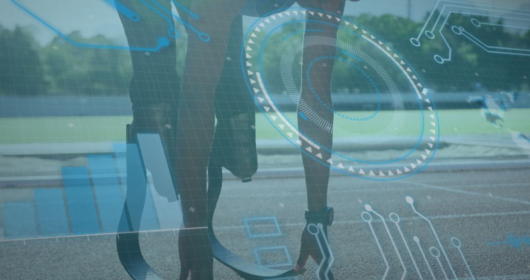 Digital Interface with Disabled Athlete Getting Ready for Race