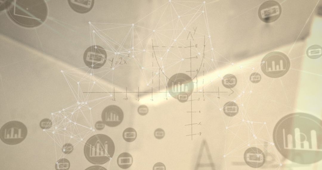 Abstract Global Network with Digital Business Icons Overlay