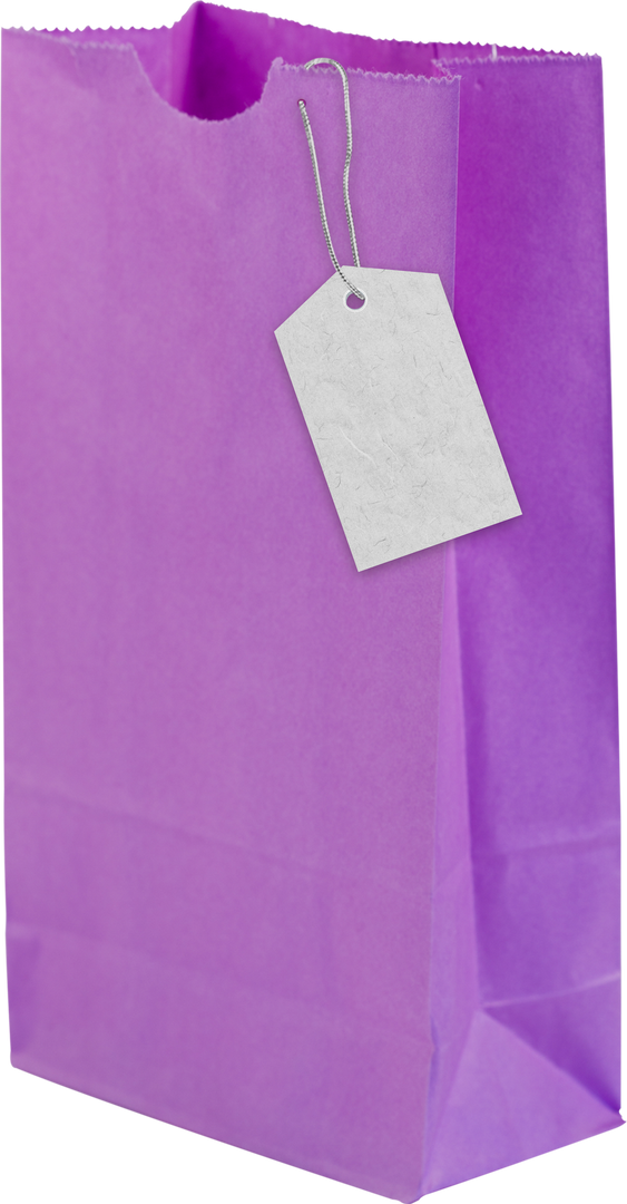 Purple Paper Bag with Transparent Price Tag on Isolated Background - Download Free Stock Images Pikwizard.com