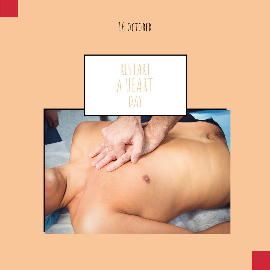 Hands Doing CPR on Patient for Restart a Heart Day Promotion