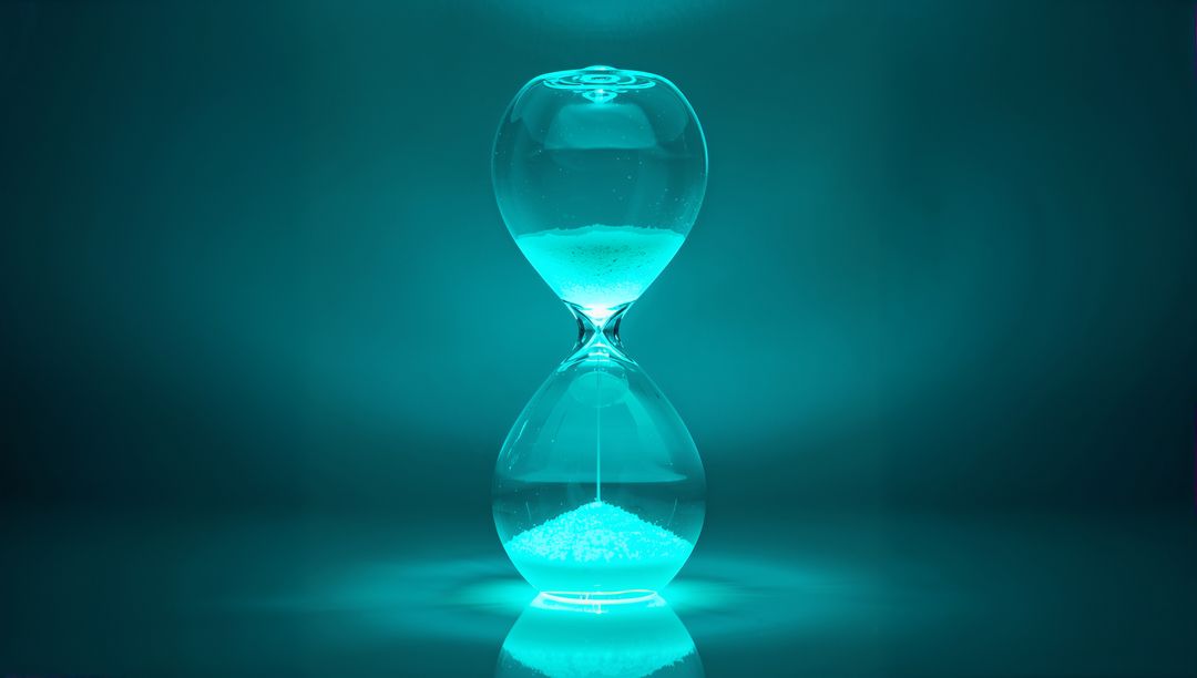 Hourglass with Neon Lighting Symbolizing Time and Precision