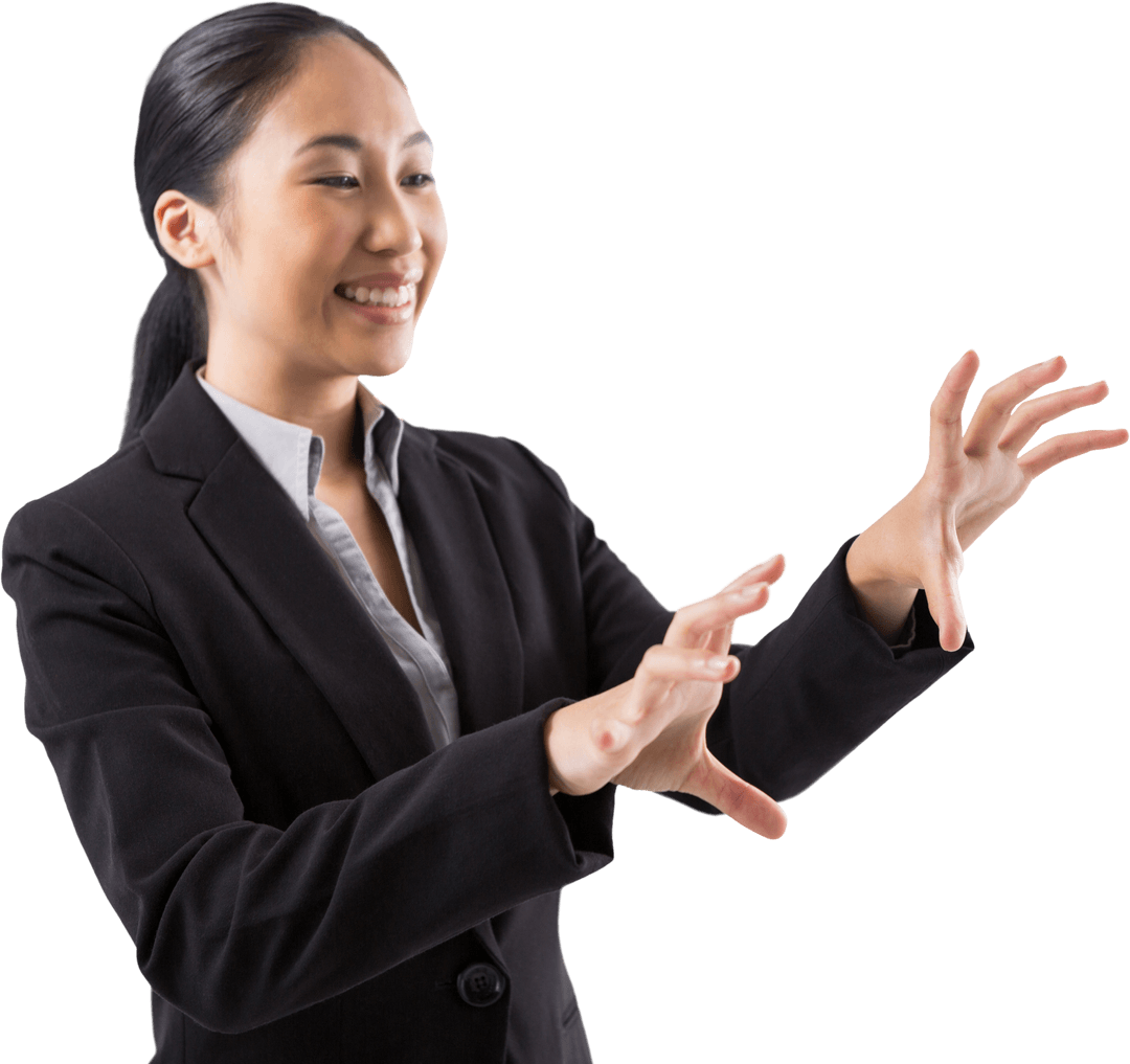 Transparent Interface Presentation by Professional Businesswoman