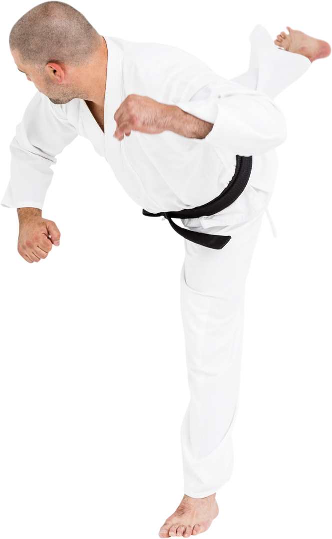 Man Practicing Karate Kick in Transparent Background - Download Free Stock Images Pikwizard.com