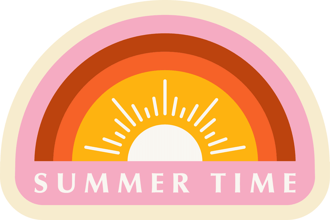 Vibrant Summer Motif with Gradient Sun Arcs on Transparent Background