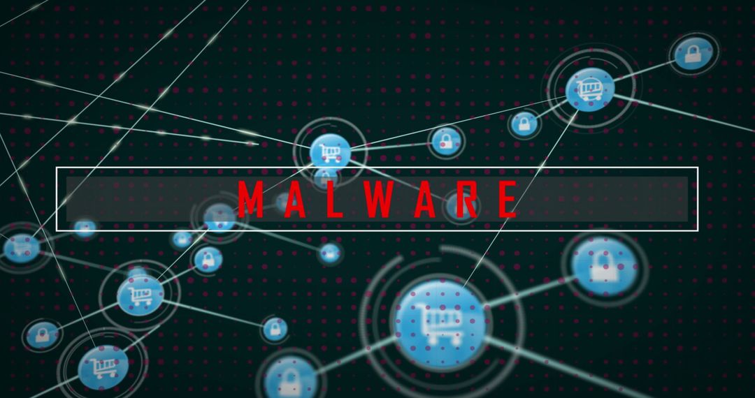 Digital Web Security Illustration with Bright Malware Warning