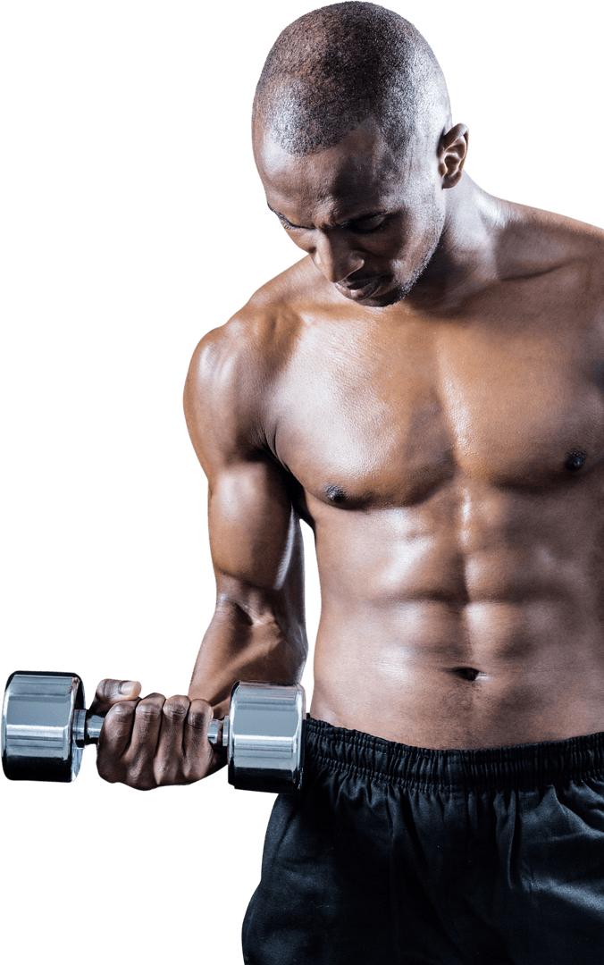 Transparent Muscular Athlete Lifting Dumbbell