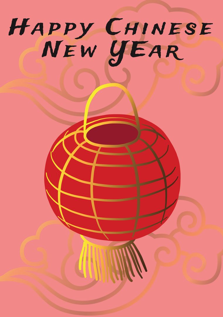 Chinese New Year Greeting with Traditional Lantern
