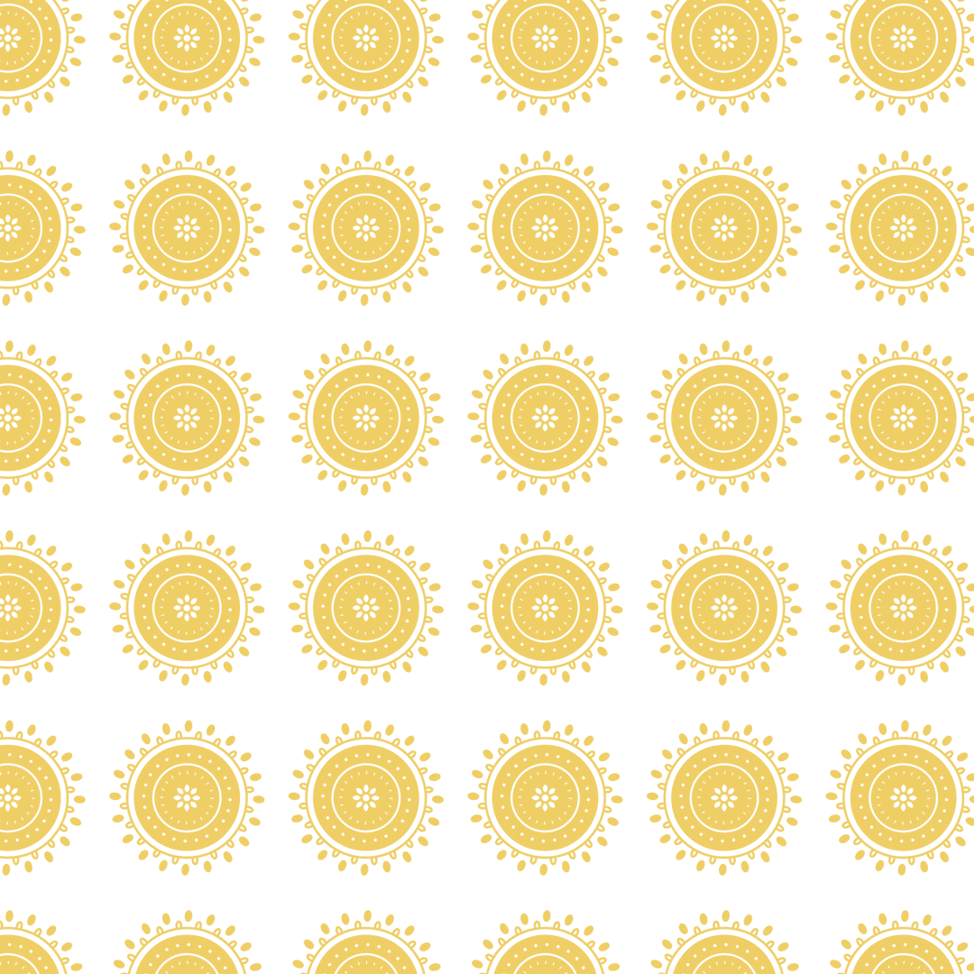 Seamless Pattern of Yellow Rosettes on Transparent Background